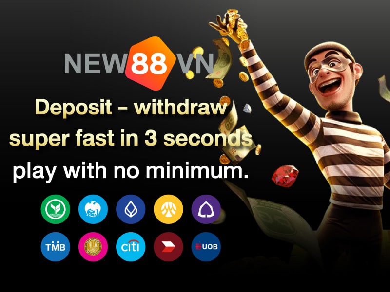 Deposit - withdraw super fast in 3 seconds, play with no minimum.